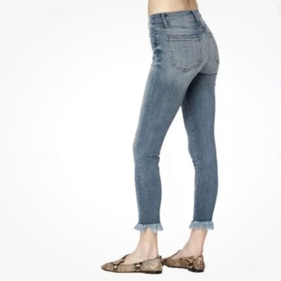 Etienne Marcel Mid Rise Stone Raw Hem Skinny Jeans - Picture 1 of 9